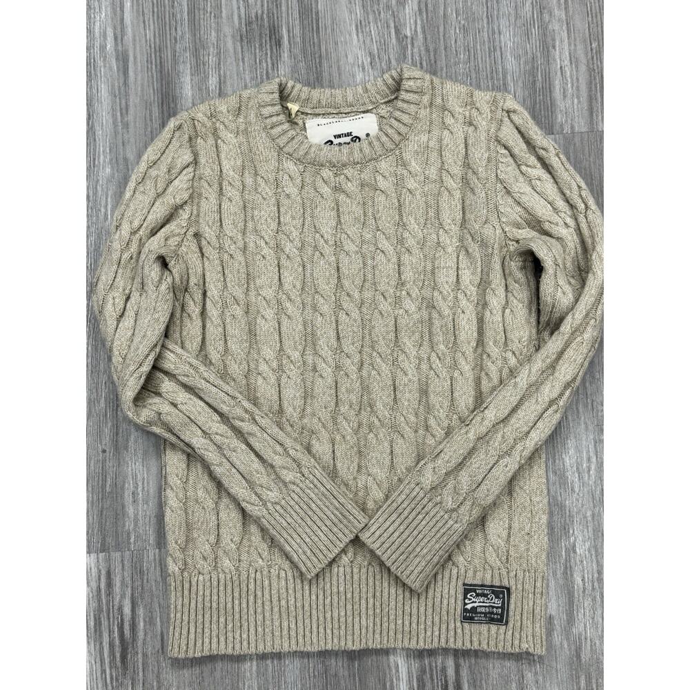 Vintage Superdry Cableknit Sweater Cream Colored Men’s XL